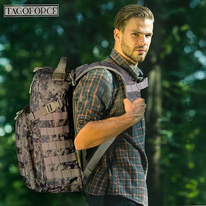 Tactical Military Camo Backpack 40L – Army Molle Assault Pack with Hydration Compartment, Multiple Pockets, Heavy Duty Bug Out Bag for Hiking, Camping, Survival, Outdoor Gear