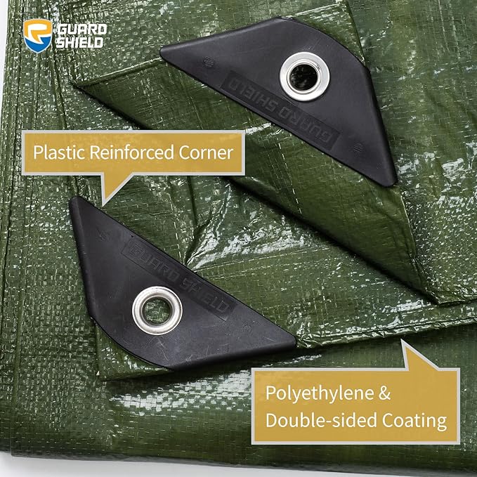 GUARD SHIELD Green Tarp Waterproof 10x12 Feet Medium Duty All Purpose Poly Tarps Cover 7mil