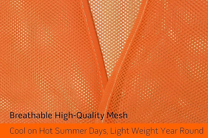 PeerBasics Safety Vests 12 Pack - Orange Reflective High Visibility, Hi Vis Silver Strip, Men Women, Work, Cycling, Runner, Surveyor, Volunteer, Crossing Guard, Road, Construction, Neon