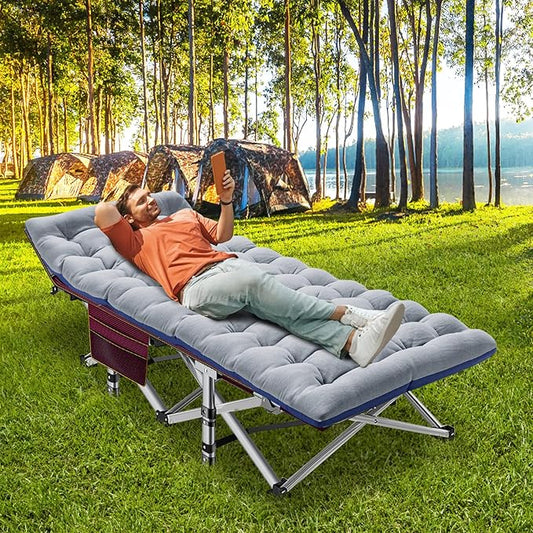 ABORON Heavy-Duty Folding Guest Bed for Adults, 500lb Capacity, Portable Extra Cot with 1222D Double Layer, Ideal for Indoor Guest Stays & Temporary Home Use