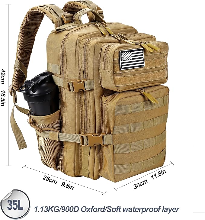 LHI Tactical Military Backpack for Men and Women 25L/35L Army Assault Pack Bag Small Rucksack with Bottle Holder