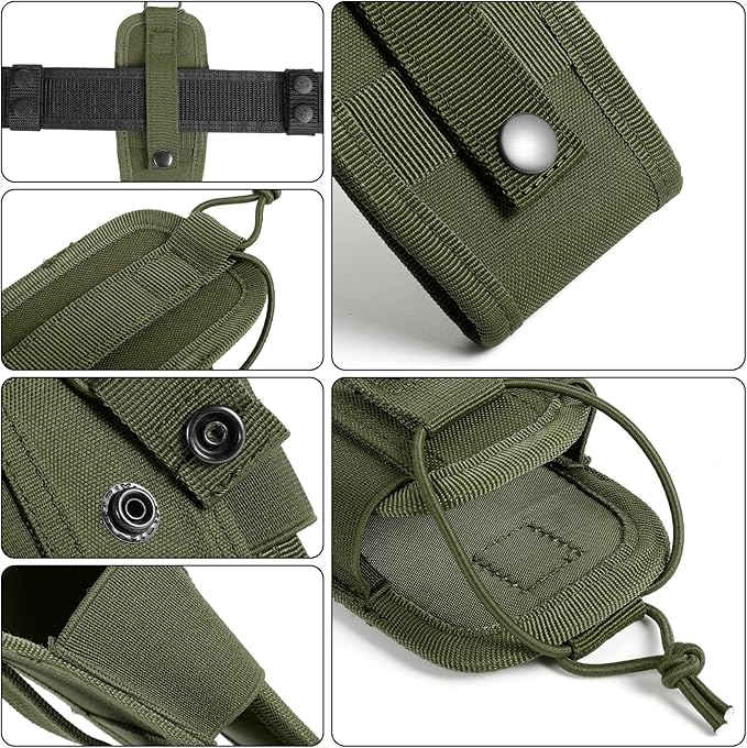 Tactical Radio Holder Radio Holster Molle Radio Pouch Universal Radio Case Military Heavy Duty Radio Bag for Police Firefighter Two Ways Walkie Talkies Vest (Army green-small)