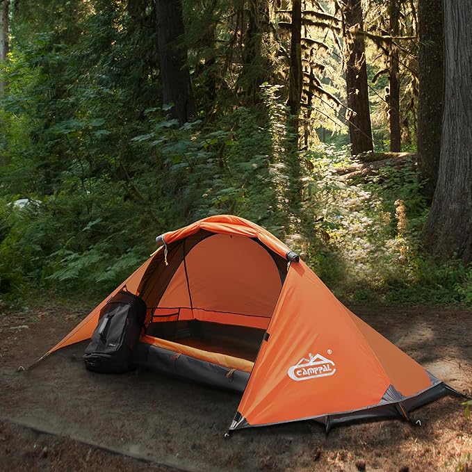 camppal 1 Person Tent for Camping Hiking Mountain Hunting Backpacking Tents 4 Season Resistance to Windproof Rainproof and Waterproof