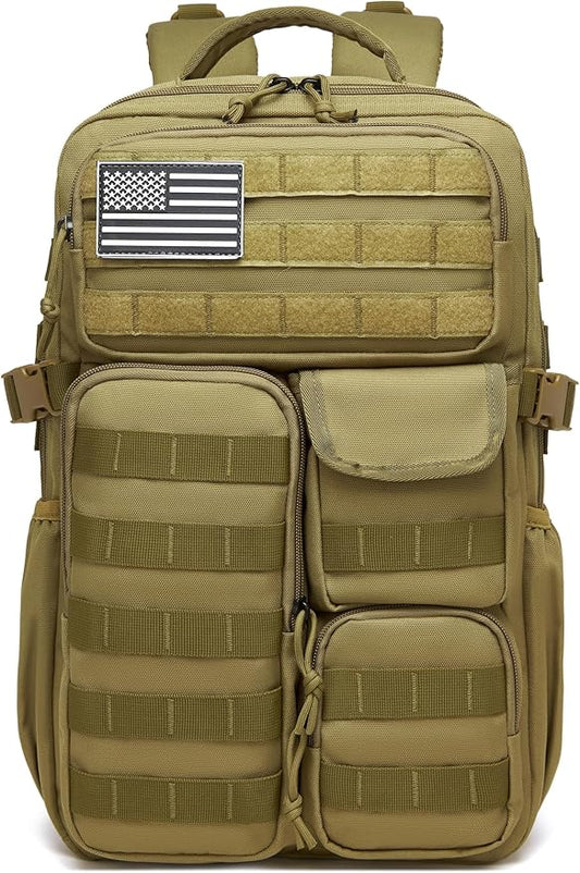 Wotony Tactical Backpack - Military waterproof backpack with multiple pockets and tactical gear for the outdoors (khaki, 25L)