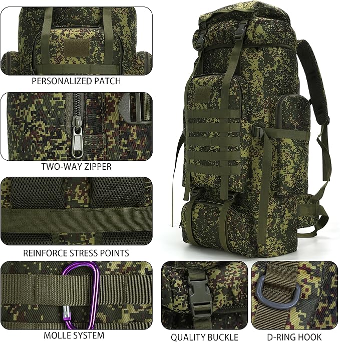 Hiking Backpack for Men 70L/100L Camping Backpack Military Rucksack Molle 3 Days Assault Pack for Climbing