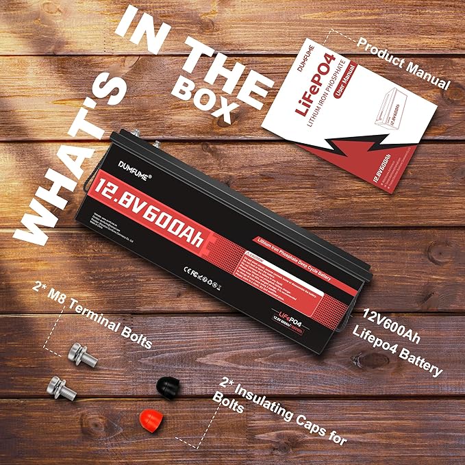 12V 600Ah LiFePO4 Battery, Built-in 200A BMS, 7680Wh Energy 10000+ Deep Cycles Rechargeable 12 Volt Battery Perfect for RV, Solar System, Off Grid, Home Energy Storage