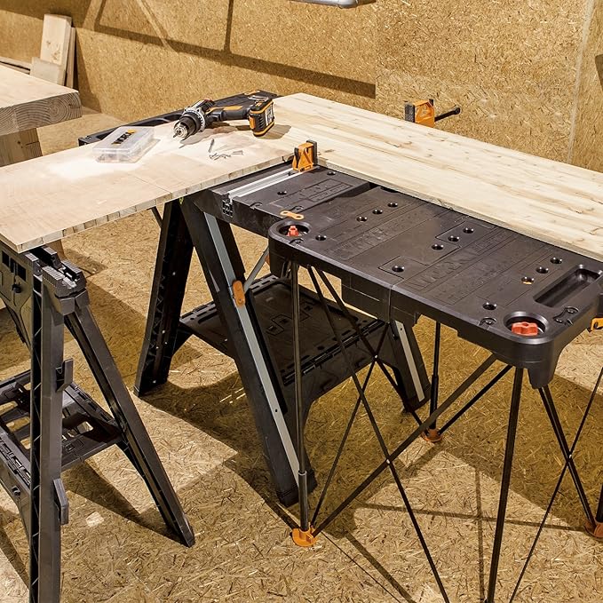 Worx WX066 Sidekick Folding Work Table, Portable All-in-one Work Bench