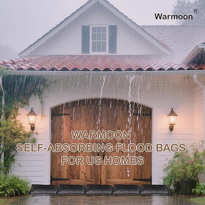 1FT*2FT Warmoon Self-Absorbing Flood Bags with Handles for US Homes - Ideal Barriers for Doorways, Garages & Basements (1ft*2ft (Pack of 2))