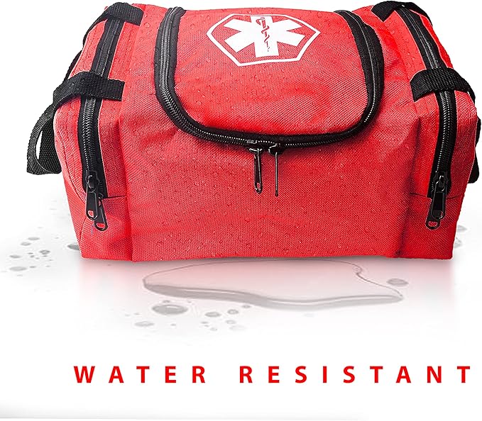 ASA TECHMED First Aid Responder EMS Emergency Medical Trauma Bag EMT, Fire Fighter, Police Officer, Paramedics, Nurse, Red