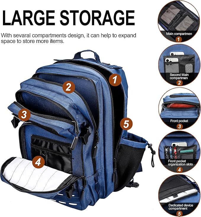 LHI Tactical Military Backpack for Men 25L/45L Large Molle Army Assault Pack 3 Day Hiking Rucksack With Bottle Holder