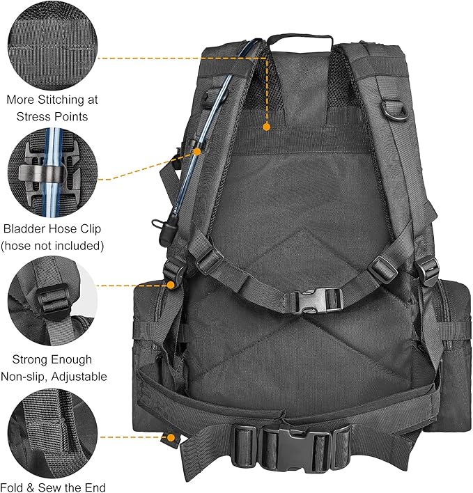 CVLIFE Tactical Backpack Military Army Rucksack 60L Large Assault Pack Detachable Molle Bag…