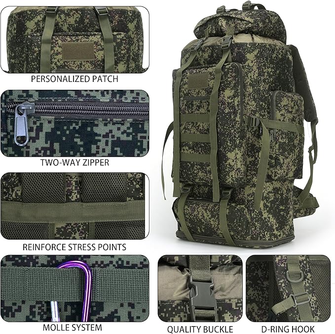 Hiking Backpack for Men 70L/100L Camping Backpack Military Rucksack Molle 3 Days Assault Pack for Climbing