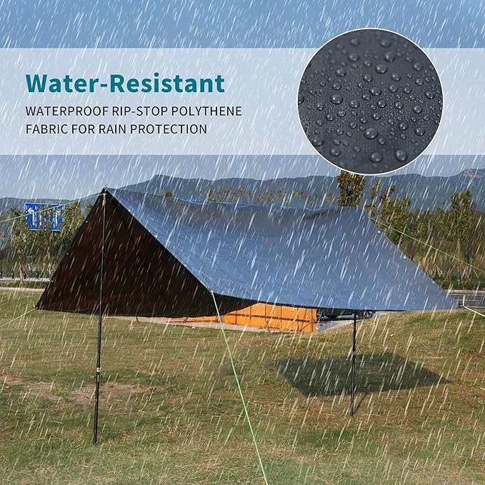 TARPAL tarp 6x6 Feet Super Heavy Duty Tarps Cover 20mil Waterproof UV Protection Rip and Tear Proof Tarpaulin with Grommets(Grey/Brown)