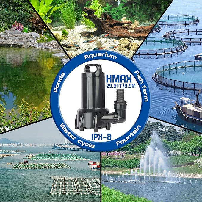 WaterRebirth (PB3000,3000GPH) High Flow Submersible Water Pump-Home/Inline Water Pump-Submersible Pump-Water Transfer Pump-Aquarium Pump