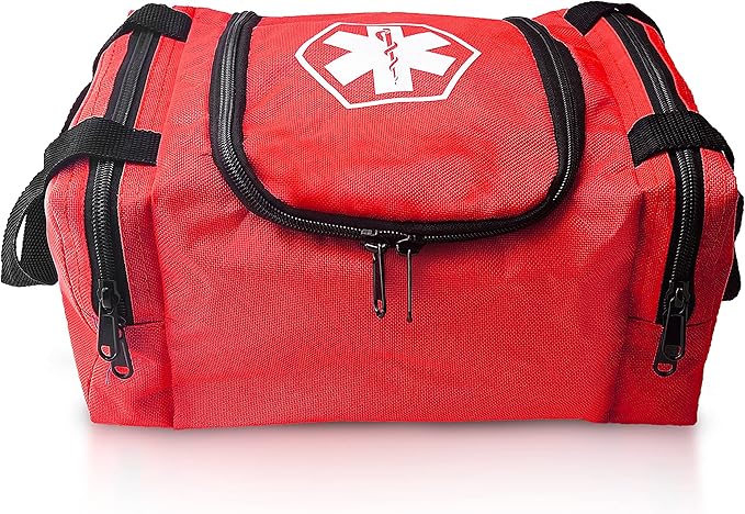 ASA TECHMED First Aid Responder EMS Emergency Medical Trauma Bag EMT, Fire Fighter, Police Officer, Paramedics, Nurse, Red