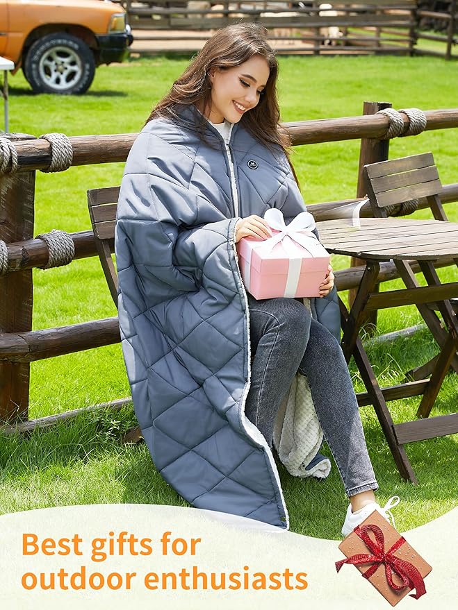 Heated Blanket Battery Operated,12V Heated Shawl Throw Blanket,Cordless heating pad with 15000 battery,Wearable Heated Blanket,Sherpa Lining,3 Heating Set for Car,Camping,Backpacking,Hiking,Travel