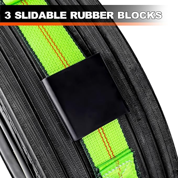 2" x 10' Tire Tie Down Straps Over The Wheel Ratchet,8PCS,Heavy Duty Vehicle Tie Down Kit,Auto Hauler Straps for Trailer w/ 3 Wire J Hooks and Rubber Blocks,Wheel Strap for Hauling Cars