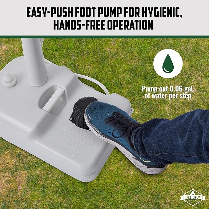 Hike Crew Portable Camping Sink & Waste Tank | Large Outdoor Hand Washing Station with 4.5 Gal Capacity, Hands-Free Foot Pump, Faucet, Soap Dispenser & Towel Rack | Includes 8 Gal Travel Waste Tank