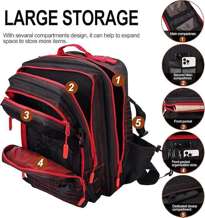 LHI Tactical Military Backpack for Men 25L/45L Large Molle Army Assault Pack 3 Day Hiking Rucksack With Bottle Holder