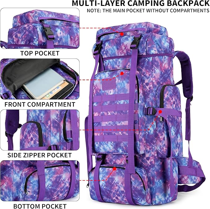 Hiking Backpack for Men 70L/100L Camping Backpack Military Rucksack Molle 3 Days Assault Pack for Climbing