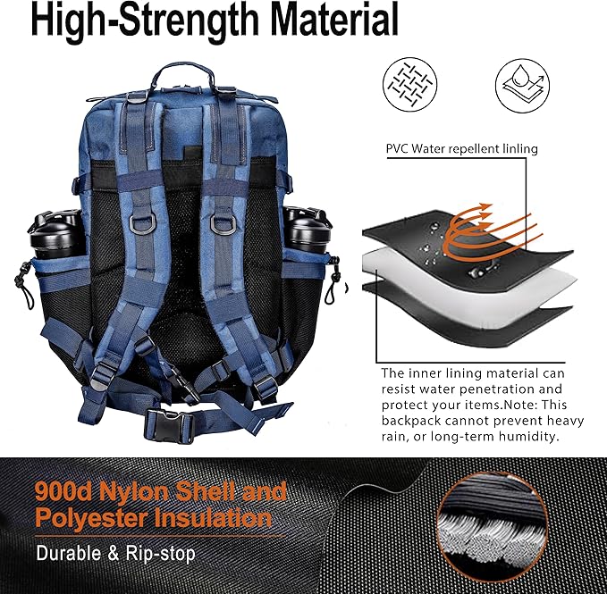LHI Tactical Military Backpack for Men 25L/45L Large Molle Army Assault Pack 3 Day Hiking Rucksack With Bottle Holder
