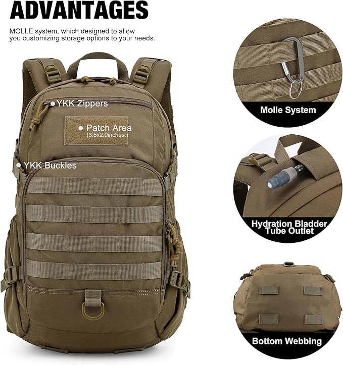 Mardingtop Small Tactical Backpack,Molle Hiking Backpack for Backpacking,Cycling and Biking,15L/25L Backpack