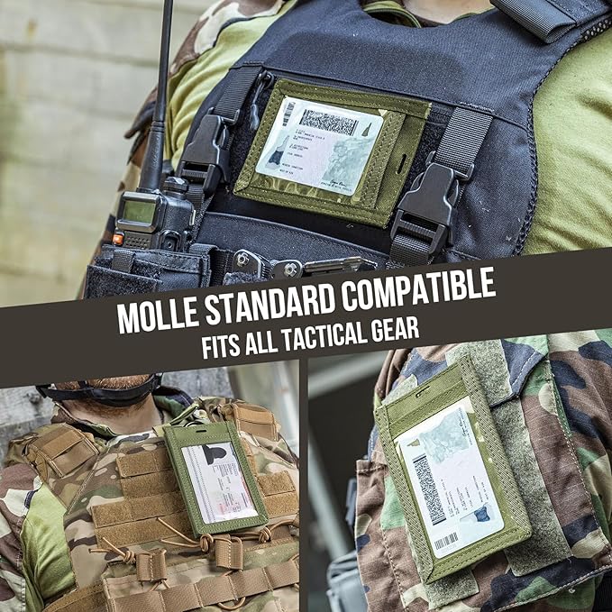 OneTigris Tactical ID Card Holder Hook & Loop Patch Badge Holder Neck Lanyard Key Ring and Credit Card Organizer