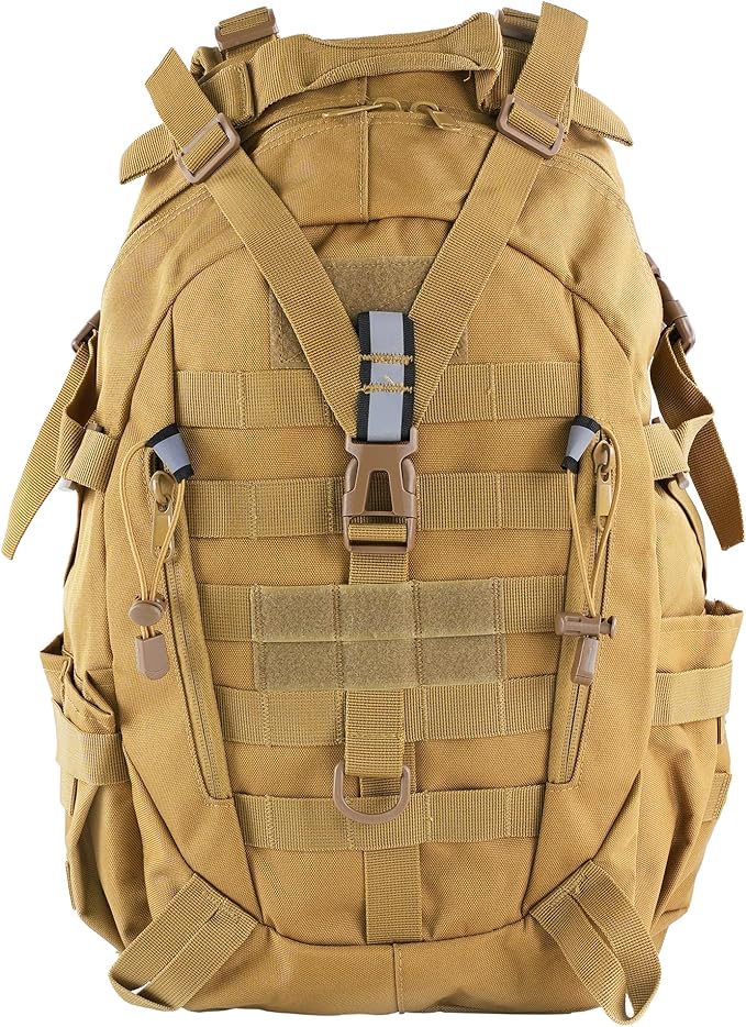 aiGear Tactical Backpack for Men, 25L Military Backpack, 3-Day Bug Out Bag for Camping Hiking Hunting with Molle System Army Daypack (25L Khaki)