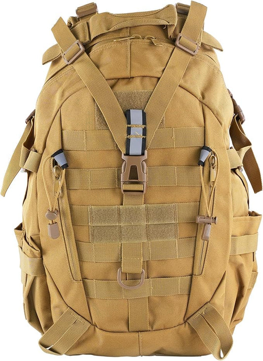 aiGear Tactical Backpack for Men, 25L Military Backpack, 3-Day Bug Out Bag for Camping Hiking Hunting with Molle System Army Daypack (25L Khaki)