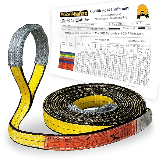 KwikSafety - Charlotte, NC - Mighty Sumo 1”x 10’ Poly Web Sling Lifting Strap Construction ASME OSHA / 3200lbs Vertical 2550lbs Choker 6400lbs Basket/Rigging Moving Towing Hoisting Gear