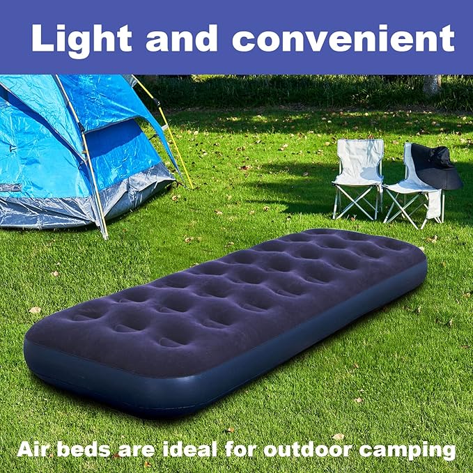 DIMAR GARDEN Single Size Air Mattress Inflatable Camping Bed Sleeping Pad,Include Hand Pump