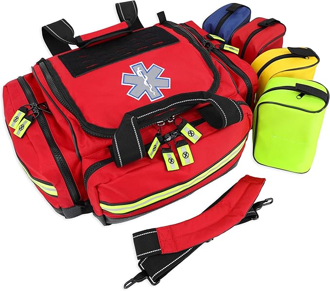 Lightning X Extra Large Medic First Responder EMT Trauma Bag Stocked w/Fill Kit C - RED