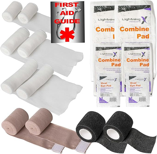 Lightning X Products New Improved Bandages - EMS/EMT Medical Gauze Bandage Refill Kit for First Responder First Aid Kit