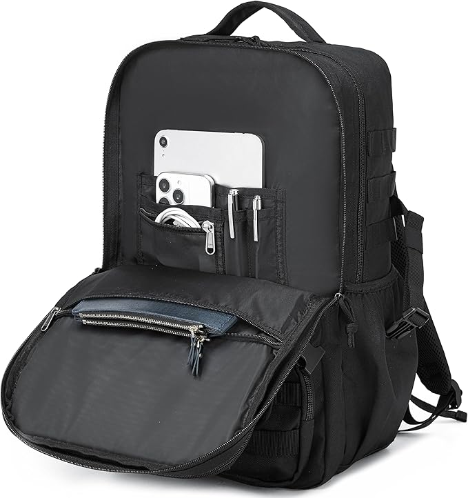 Wotony Tactical Backpack - Military waterproof backpack with multiple pockets and tactical gear for the outdoors (Black, 35L)
