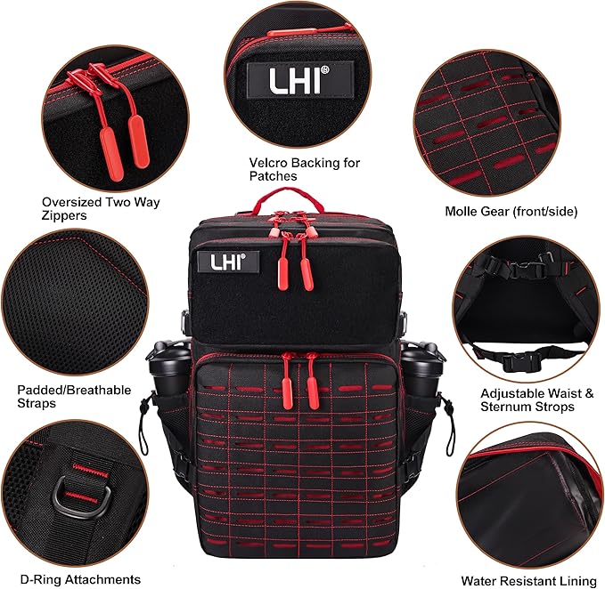 LHI Tactical Military Backpack for Men 25L/45L Large Molle Army Assault Pack 3 Day Hiking Rucksack With Bottle Holder