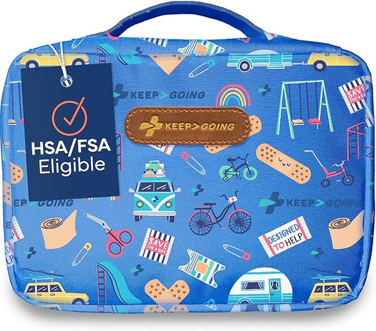 KeepGoing Large Home First Aid Kit for Kids – 270 Pc. for Car, Home, Dorm, & Boat with Latex-Free Bandages – 10 x 7 x 3.5 in. Travel First Aid Kit (Signature)
