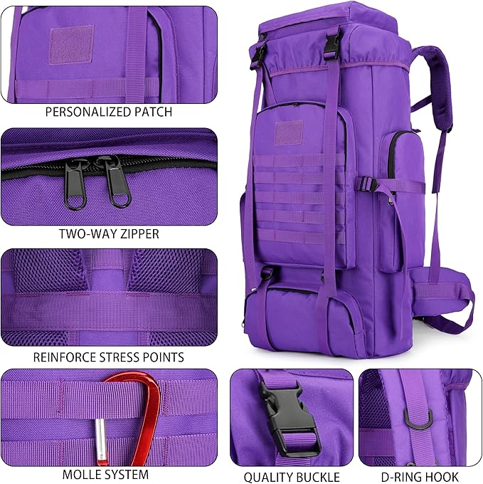 Hiking Backpack for Men 70L/100L Camping Backpack Military Rucksack Molle 3 Days Assault Pack for Climbing
