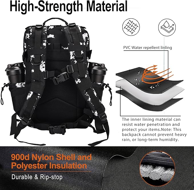 LHI Tactical Military Backpack for Men 25L/45L Large Molle Army Assault Pack 3 Day Hiking Rucksack With Bottle Holder