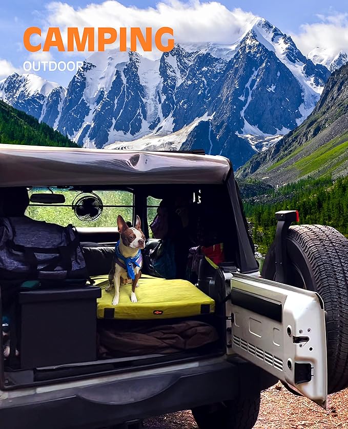 3 Inch Memory Foam Camping Mattress, Dual Layer Thick Sleeping Camp Pad for Car Tent Cot, Roll-Up Portable Glamping Floor Bed for Guests Sleepover