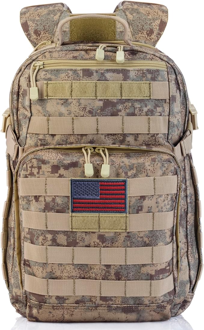 Tactical Military Camo Backpack 40L – Army Molle Assault Pack with Hydration Compartment, Multiple Pockets, Heavy Duty Bug Out Bag for Hiking, Camping, Survival, Outdoor Gear