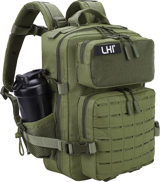 LHI Tactical Military Backpack for Men 25L/45L Large Molle Army Assault Pack 3 Day Hiking Rucksack With Bottle Holder