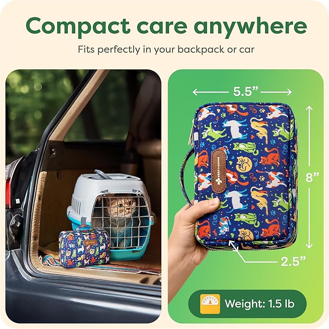 KeepGoing Pet First Aid Kit for Dogs & Cats – Emergency Kit for Travel, Car & Camping – Pet Essentials & Supplies – Dog & Cat Travel Accessories