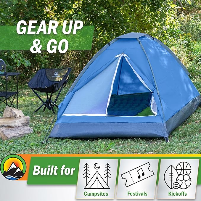 2-Person Dome Tent – Easy Set Up Shelter with Rain Fly and Carrying Bag for Camping