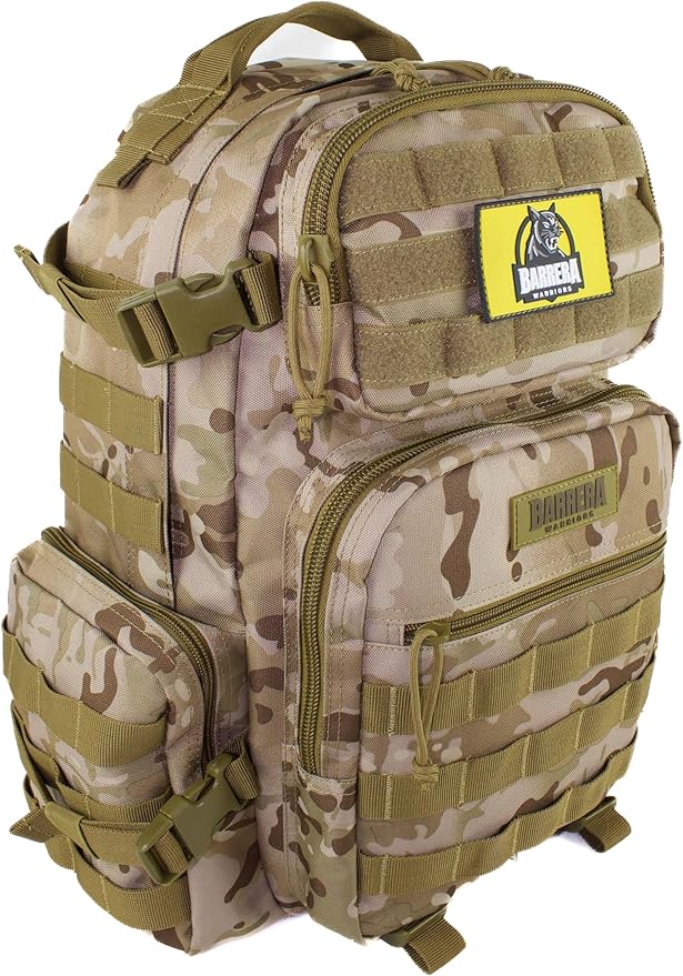 25 L Tactical Backpack: durable military-style backpack with MOLLE system for daily carry, travel, gym, hiking, hunting, camping, and outdoor sports. (MULTICAM CAMO)
