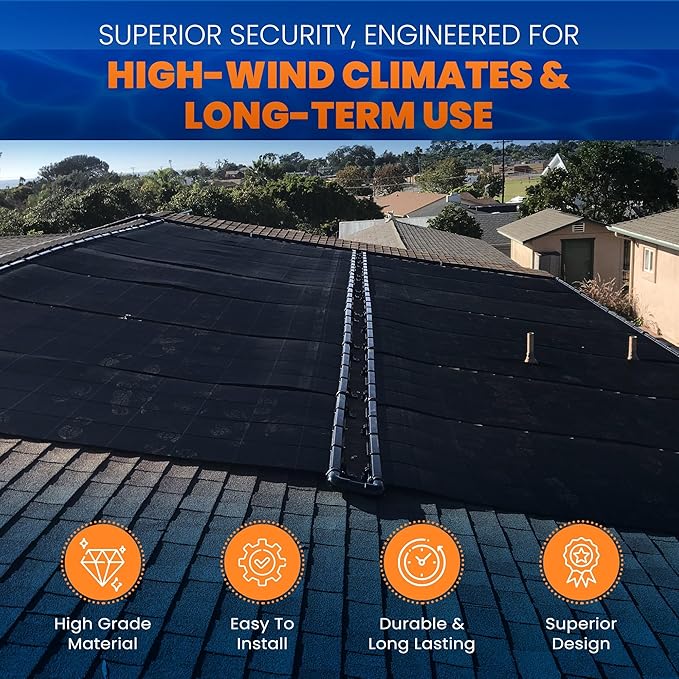 Industrial Grade Solar Pool Heater DIY Kit - Superior High-Wind Strapless Mounting System & Maximum Freeze Resistance (8-4'x12.5' / 400 Square Feet)