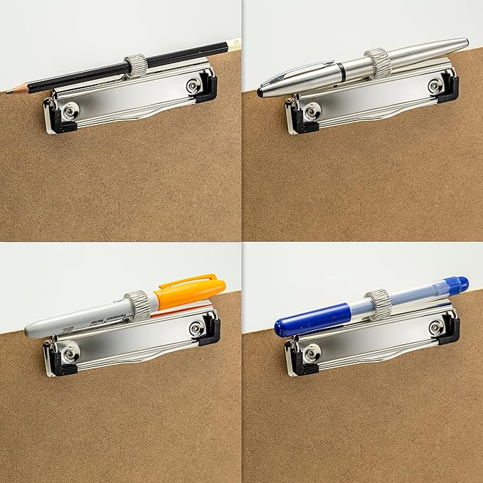Officemate Wood Clipboard, Memo Size, Low Profile Clip with Pen Holder (83113)