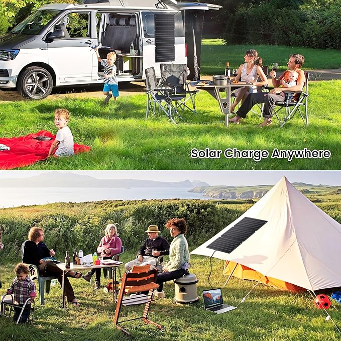36W Portable Solar Panel, EFTE Foldable Solar Panel Charger IP65 Waterproof with Dual USB-A Type-C Fast Charging Compatible with Laptop Phones Power Bank for Camping Hiking RV Outdoor