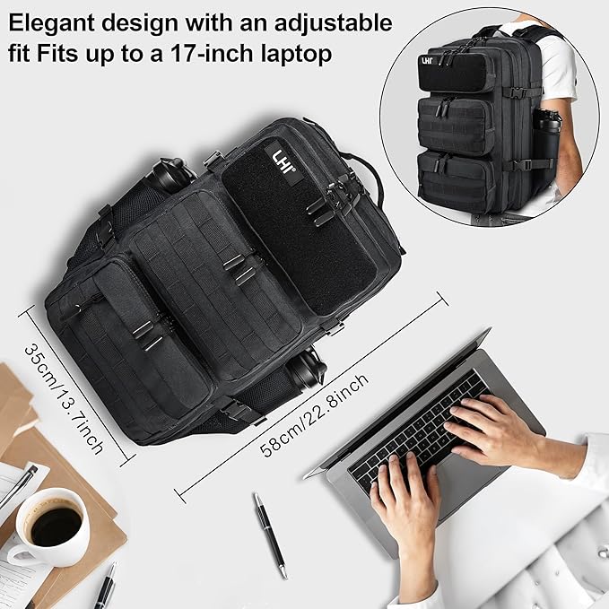 LHI Tactical Military Backpack for Men and Women 25L/35L Army Assault Pack Bag Small Rucksack with Bottle Holder