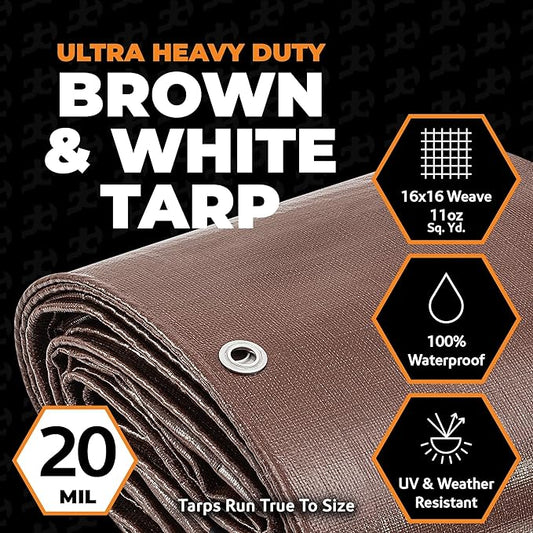 Xpose Safety 5' x 7' Ultra Heavy Duty Tarp (2-Pack) - 20 Mil Waterproof Tarps for Camping, Outdoor Adventures & Tent Cover, UV Protection, Reinforced Corners, All-Weather Durability