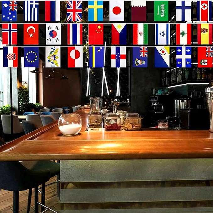 224 Different Countries International String Flags Banner of the World Small Mini Bunting Banners for Grand Opening,Bar,School Office,Sports Events,International Festival Decorations,All Countries Flags,220 Feet